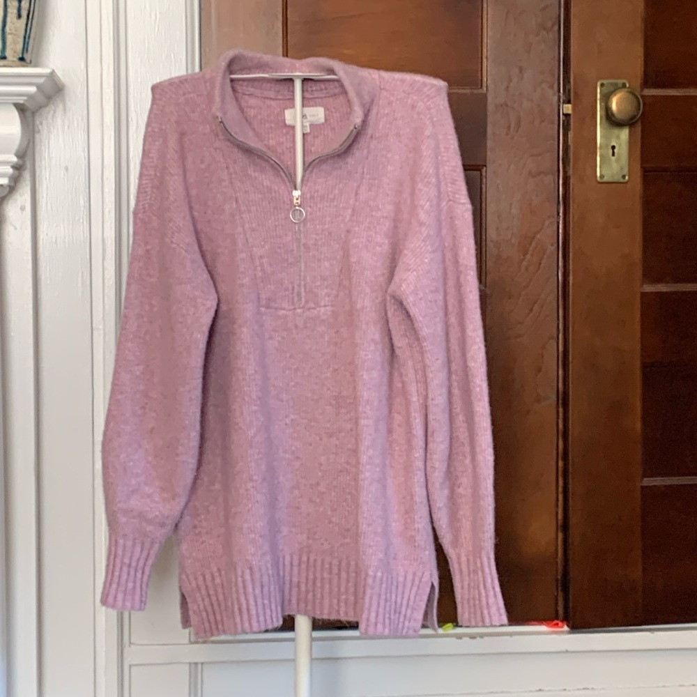 Lou & Grey quarter zip balloon sleeve wool blend‎ sweater. Worn about 2x.